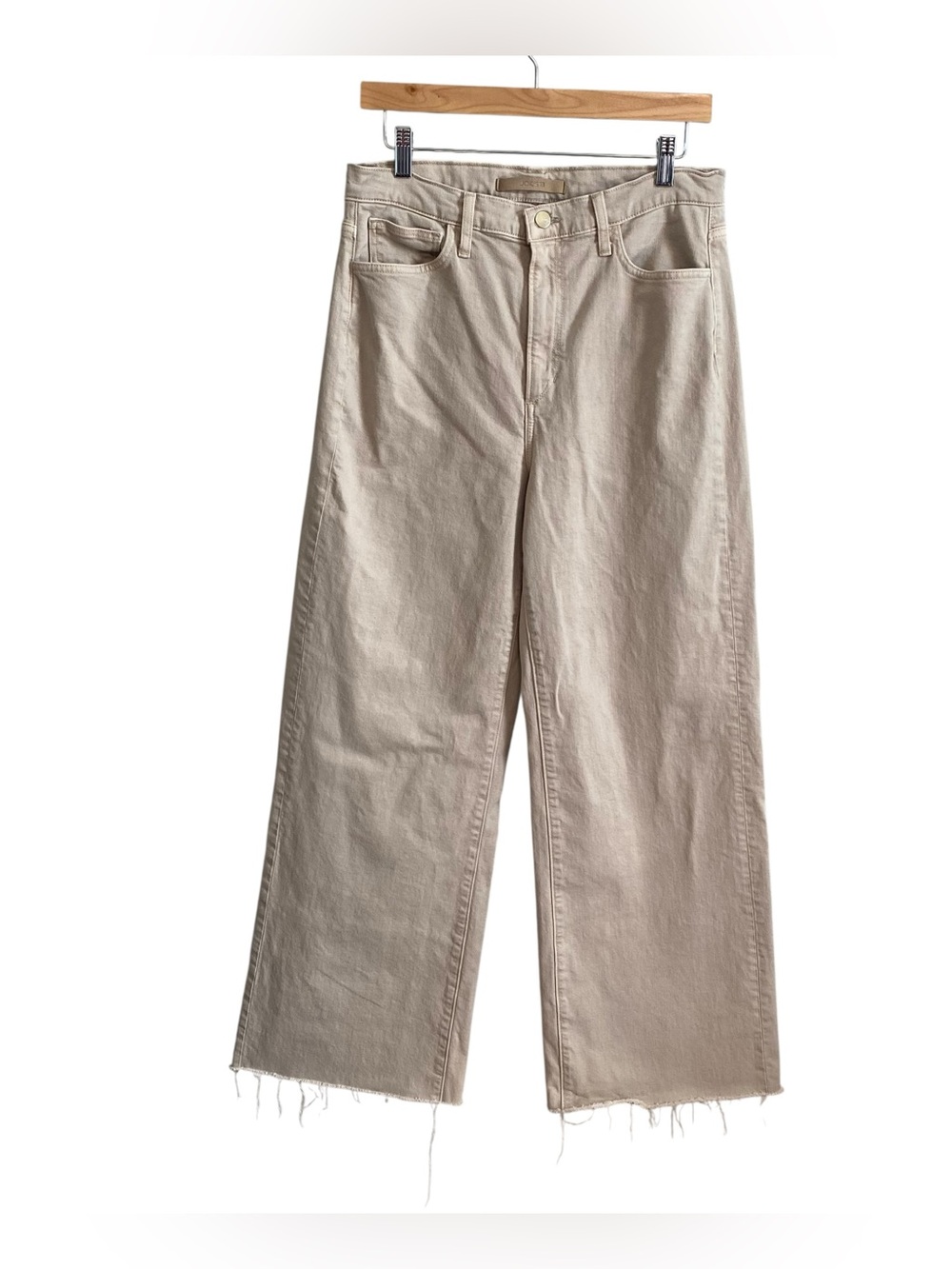 Joe's Jeans The Mia Pinn High Rise Wide Leg Khaki Raw Hem Jeans Pants Size 30